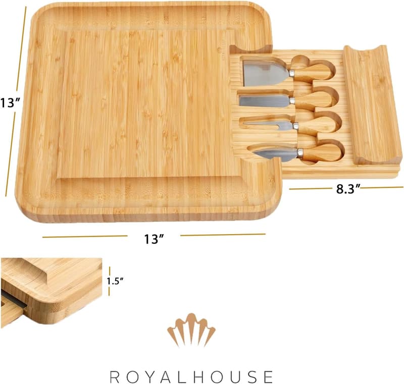 Bamboo Cheese Board & Knife Set - Perfect Wedding & Birthday Gift