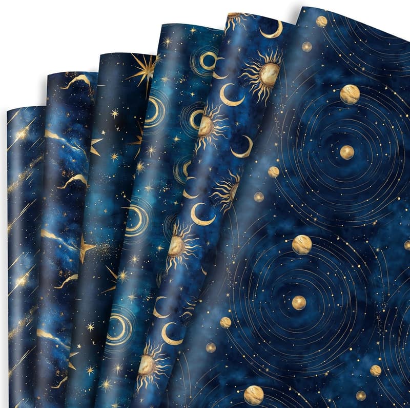 Galaxy-Themed Wrapping Paper Set for Birthdays & Father’s Day