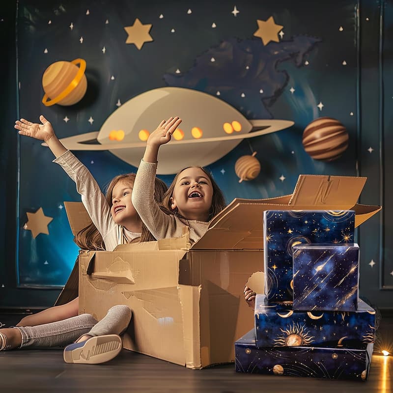 Galaxy-Themed Wrapping Paper Set for Birthdays & Father’s Day