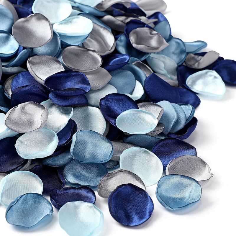 600 Pcs French Dusty Blue Silk Rose Petals for Weddings