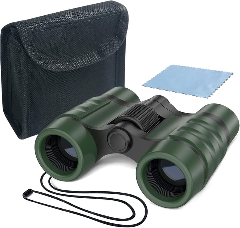 Kids' Binoculars Toy Gift for Outdoor Fun, Ages 3-8 (Green)