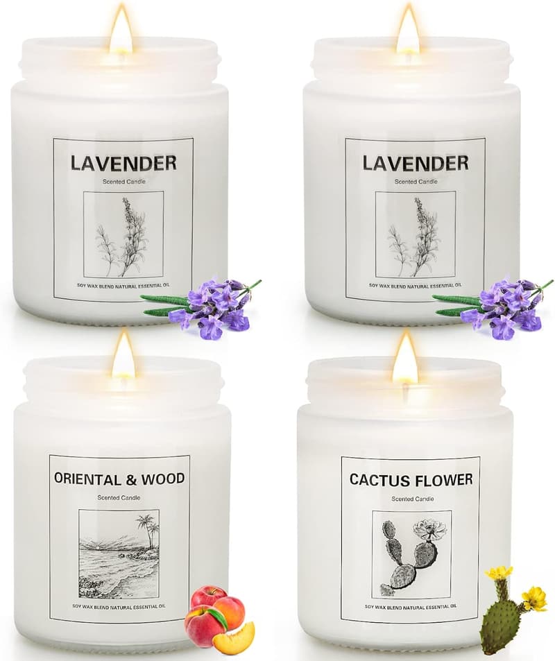 Lavender Aromatherapy Candles Gift Set for Women, 200 Hour Burn