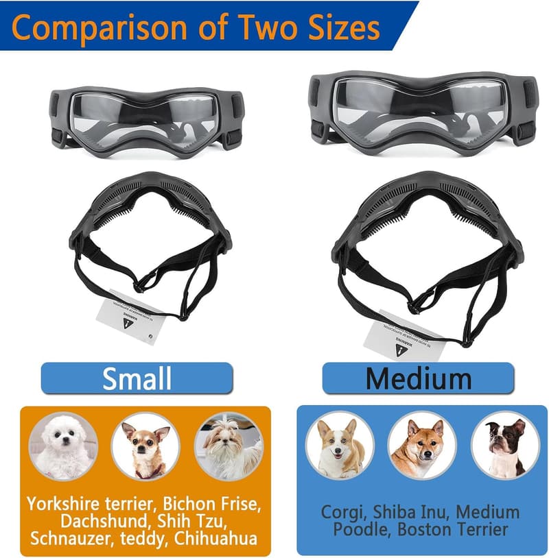 Dog Goggles - UV & Dust Protection Sunglasses with Adjustable Strap