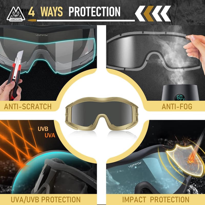ANSI Z87.1 Certified Anti-Fog Safety Goggles for Tactical Shooting