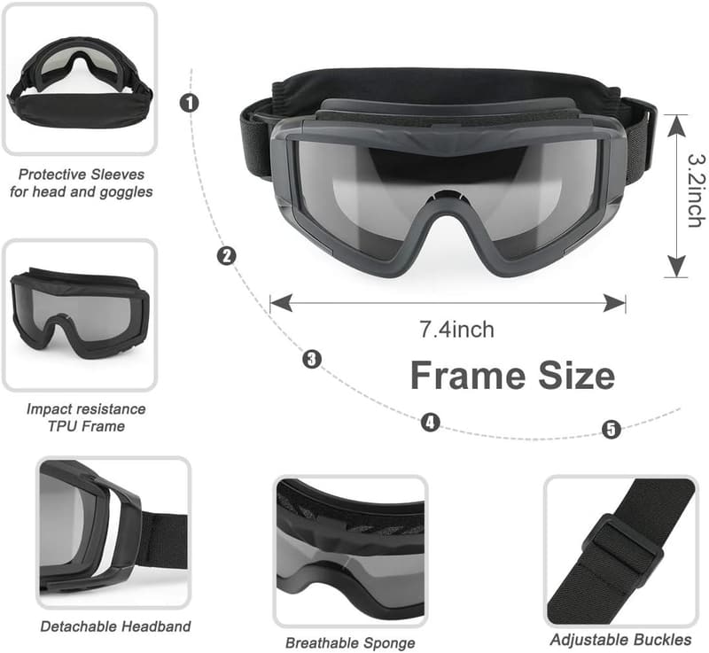 Tactical Anti-Fog Safety Goggles for Hunting and Cycling