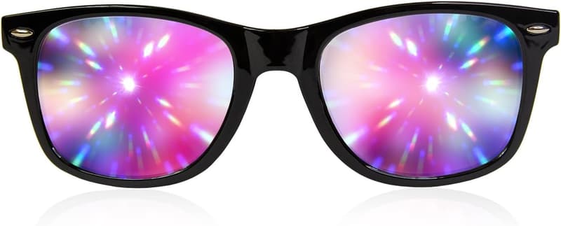 Matte Black 3D Prism Diffraction Glasses for Festivals