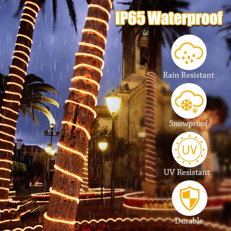 18FT RGB Outdoor Rope Lights - Waterproof Connectable Fairy Lights