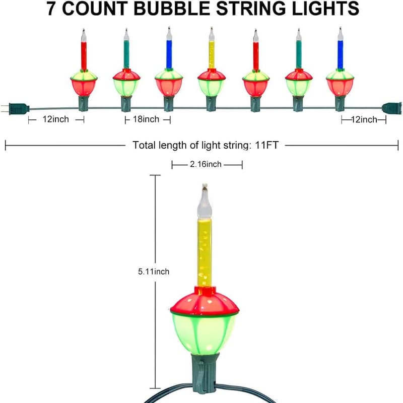 Vintage Multicolor Bubble String Lights Set for Christmas