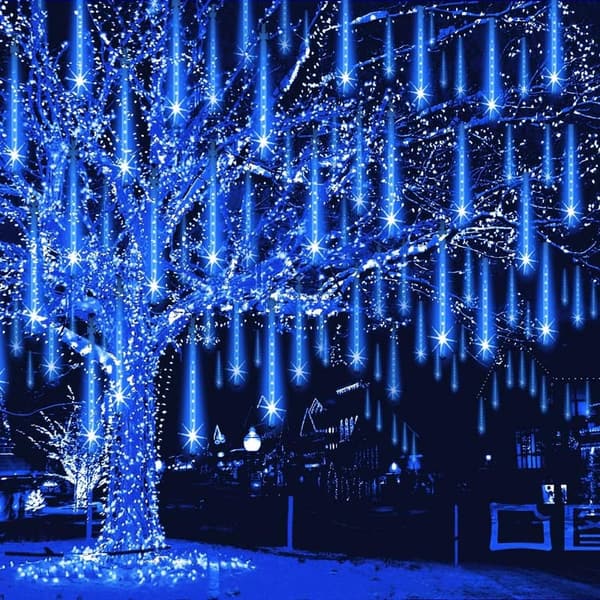Outdoor Meteor Shower Lights - UL Certified Blue Cascading String for Holiday Decor
