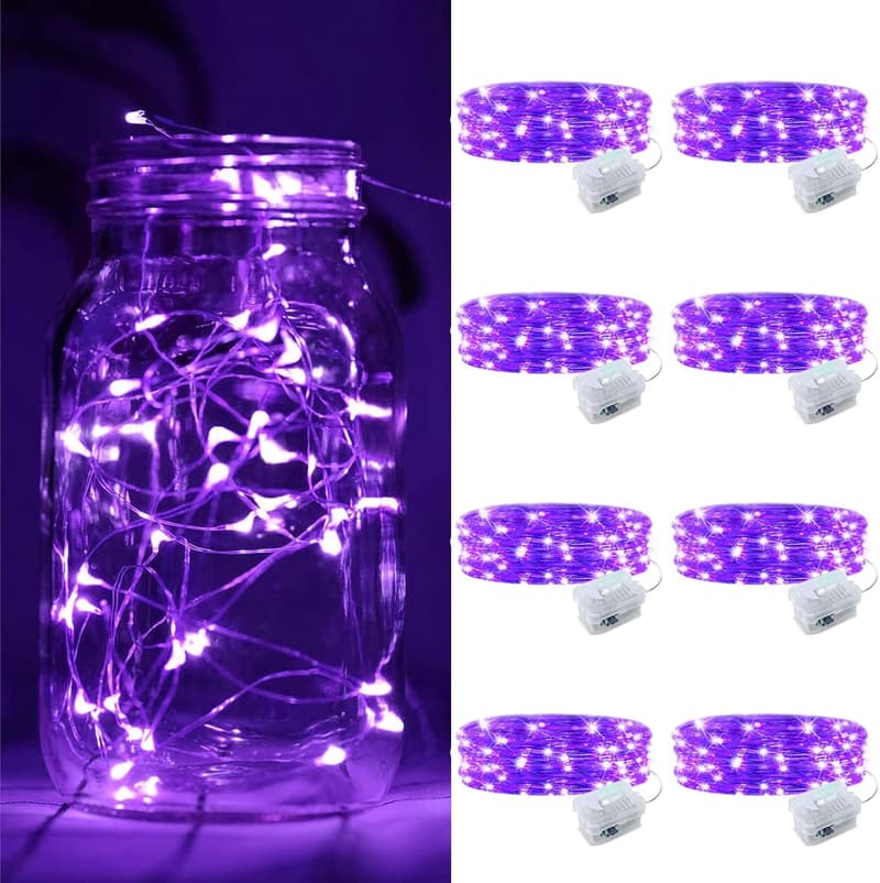 Battery Operated 20 Mini LED Fairy String Lights - Purple