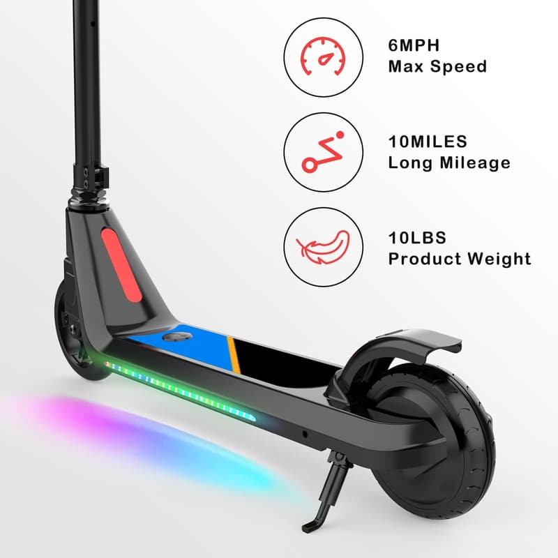 Kids' Electric Kick Scooter with Adjustable Height & Flashing Lights