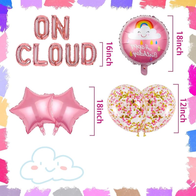 9th Birthday Rose Gold Balloon Banner for Girls