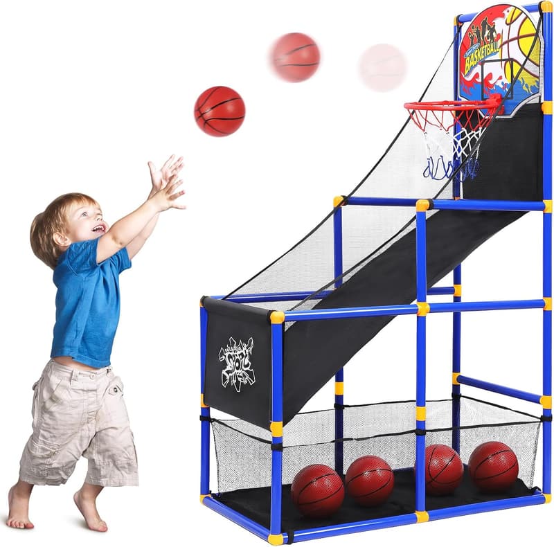 Indoor/Outdoor Adjustable Basketball Hoop Set for Kids
