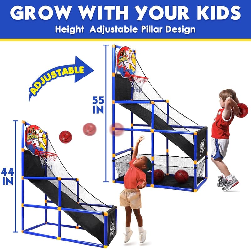 Indoor/Outdoor Adjustable Basketball Hoop Set for Kids