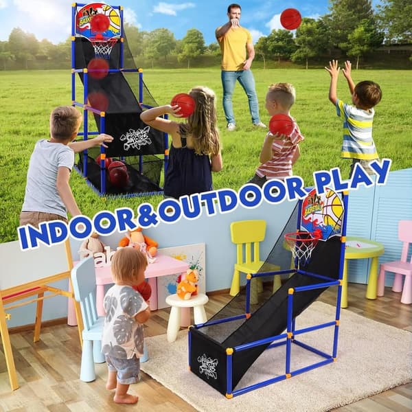 Indoor/Outdoor Adjustable Basketball Hoop Set for Kids