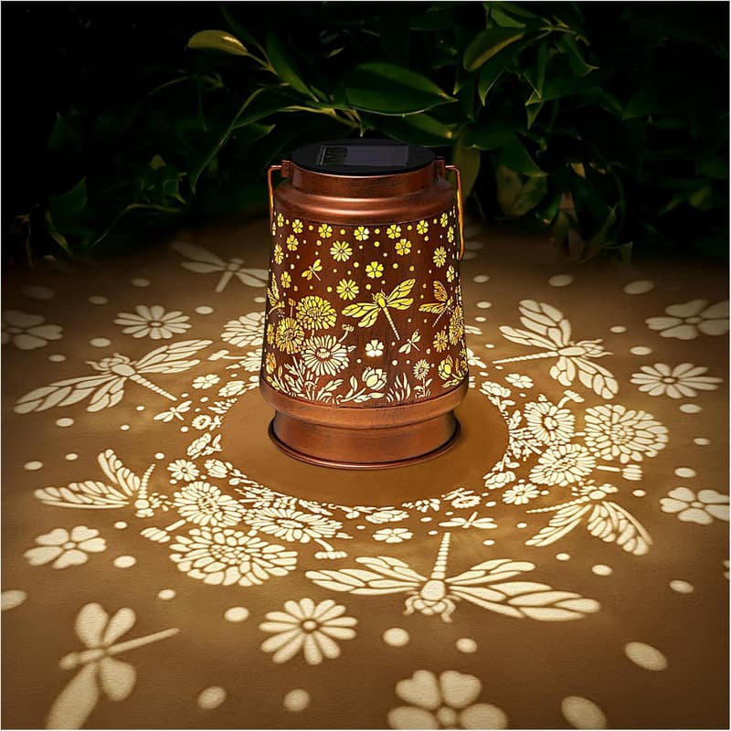 Daisy Dragonfly Solar Lanterns - Outdoor Metal Garden Decor