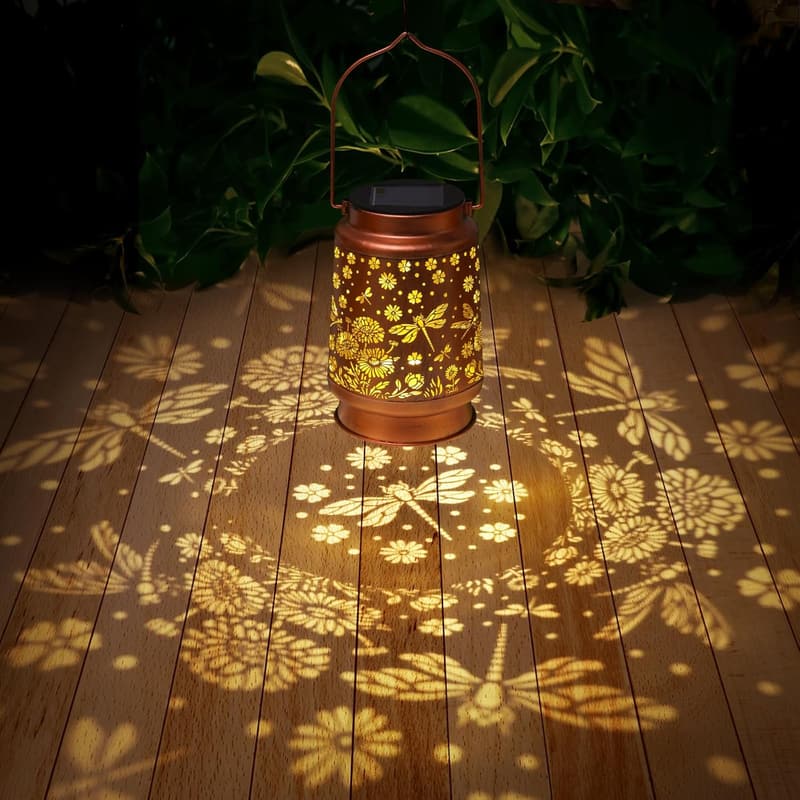 Daisy Dragonfly Solar Lanterns - Outdoor Metal Garden Decor