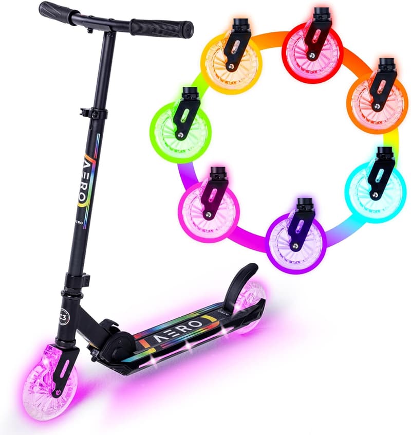 Kids 2-Wheel Kick Scooter with Dynamic Lights - Foldable & Adjustable