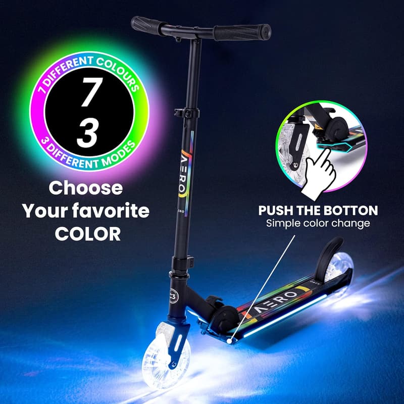 Kids 2-Wheel Kick Scooter with Dynamic Lights - Foldable & Adjustable