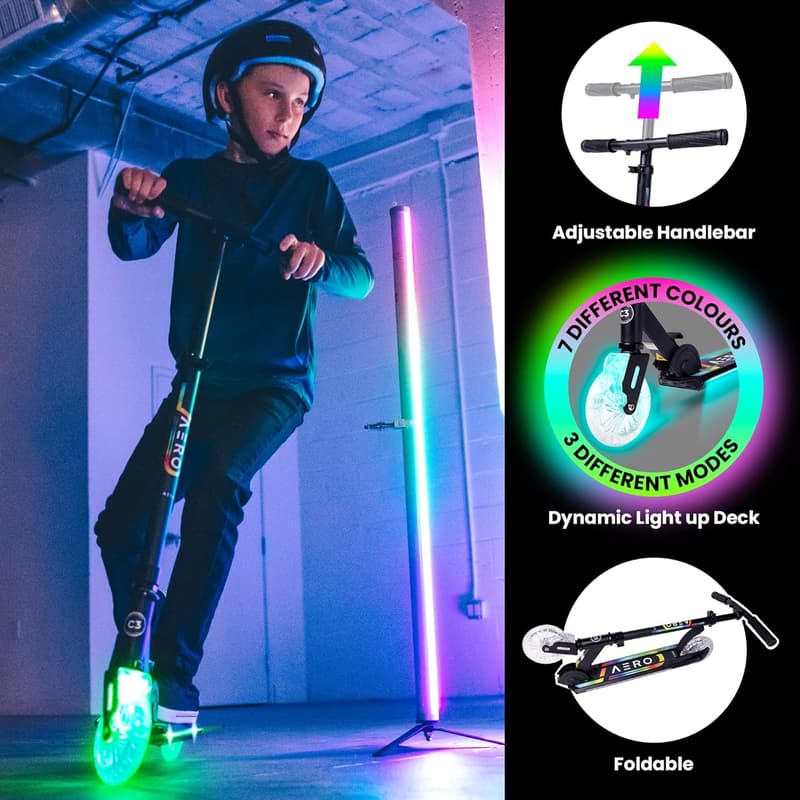 Kids 2-Wheel Kick Scooter with Dynamic Lights - Foldable & Adjustable