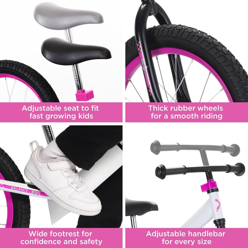 Balance Bike for Kids 4-9 Years - 16-Inch No-Pedal Training