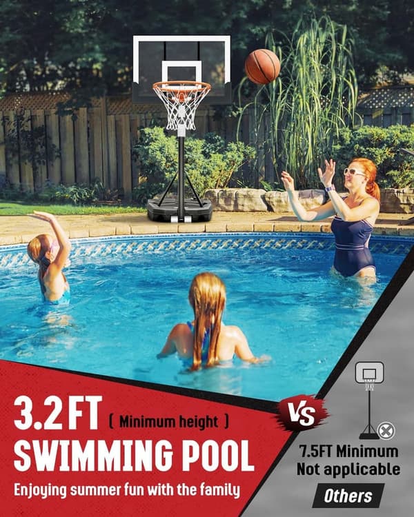 Adjustable Outdoor Basketball Hoop for Kids, 3.2-7.2ft, Portable