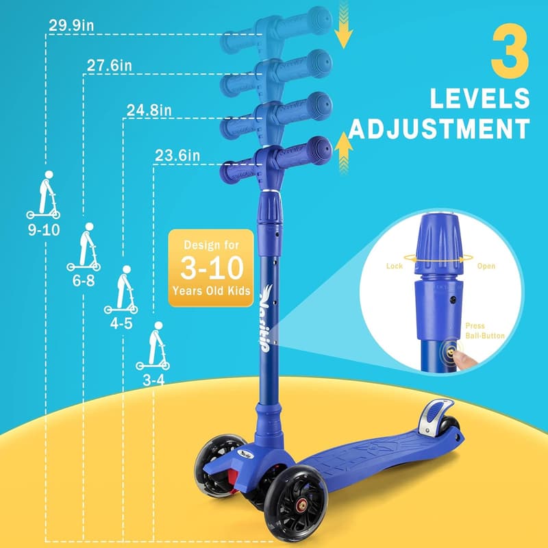 Kids' Kick Scooter with Adjustable Height & Light-Up Wheels