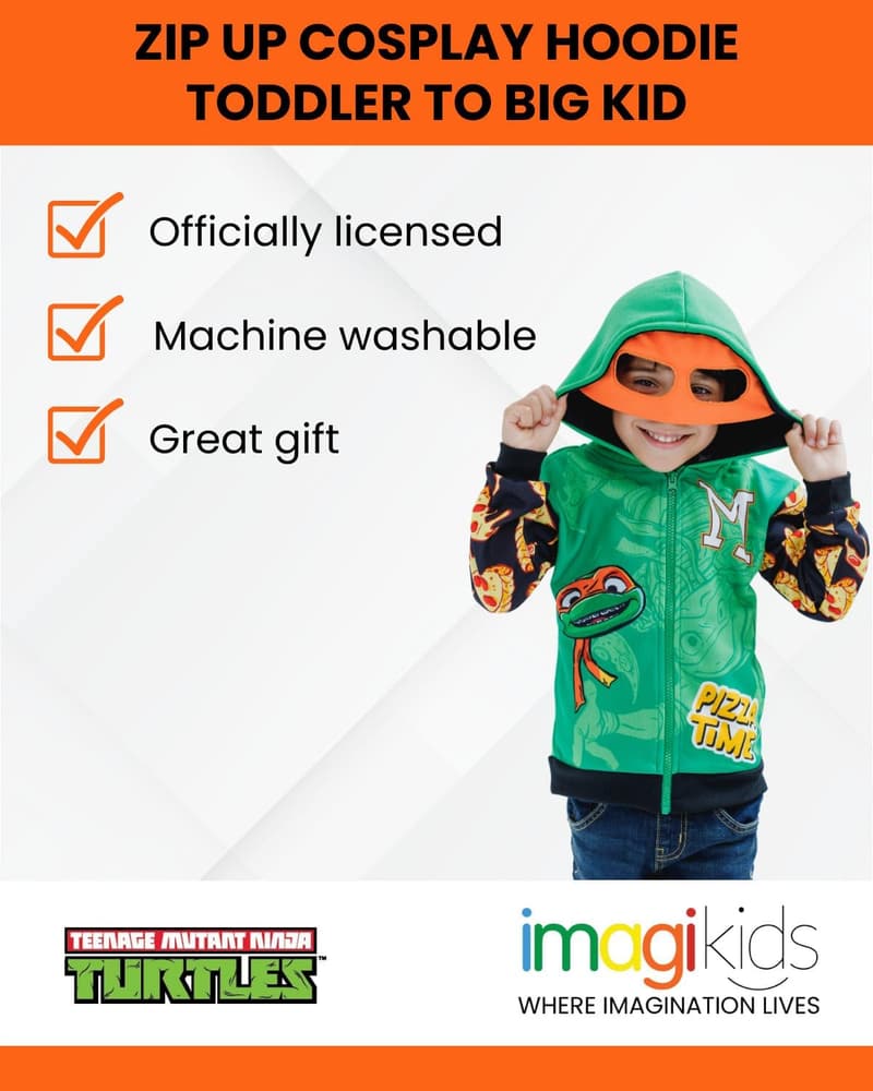 TMNT Fleece Zip-Up Cosplay Hoodie for Kids (2T - 10-12)
