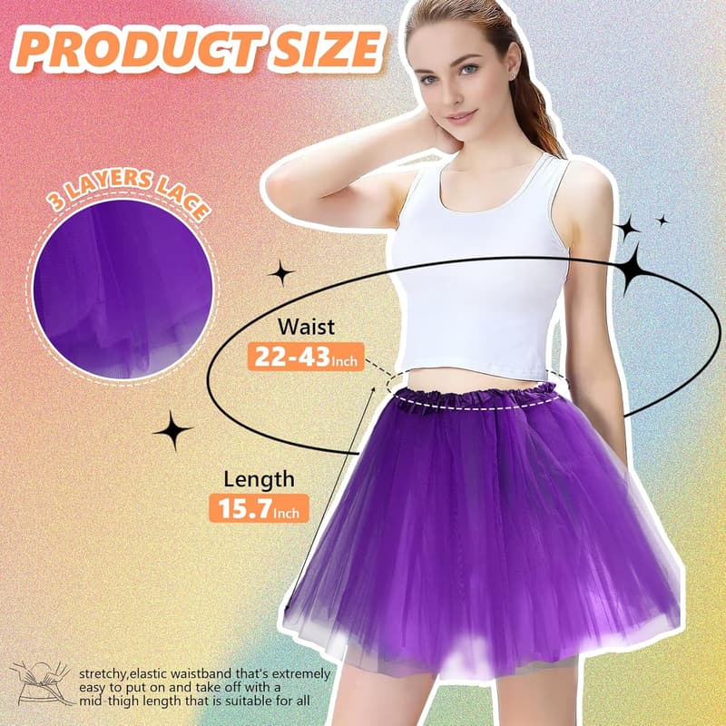 Women's 3-Layer Tulle Tutu Skirt for Halloween and Running