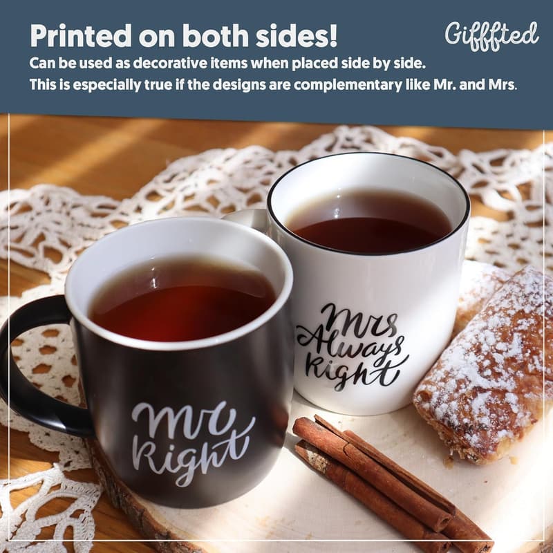 Couples' Ceramic Mr & Mrs Coffee Mugs Set for Weddings