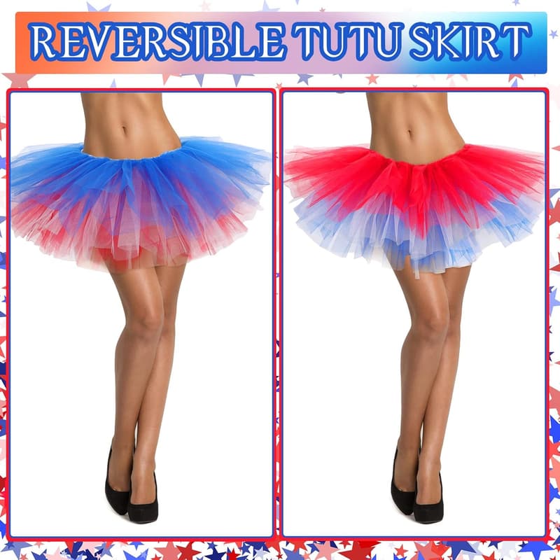 80's Dance Carnival Tulle Skirt for Women - 5 Layers, Elastic