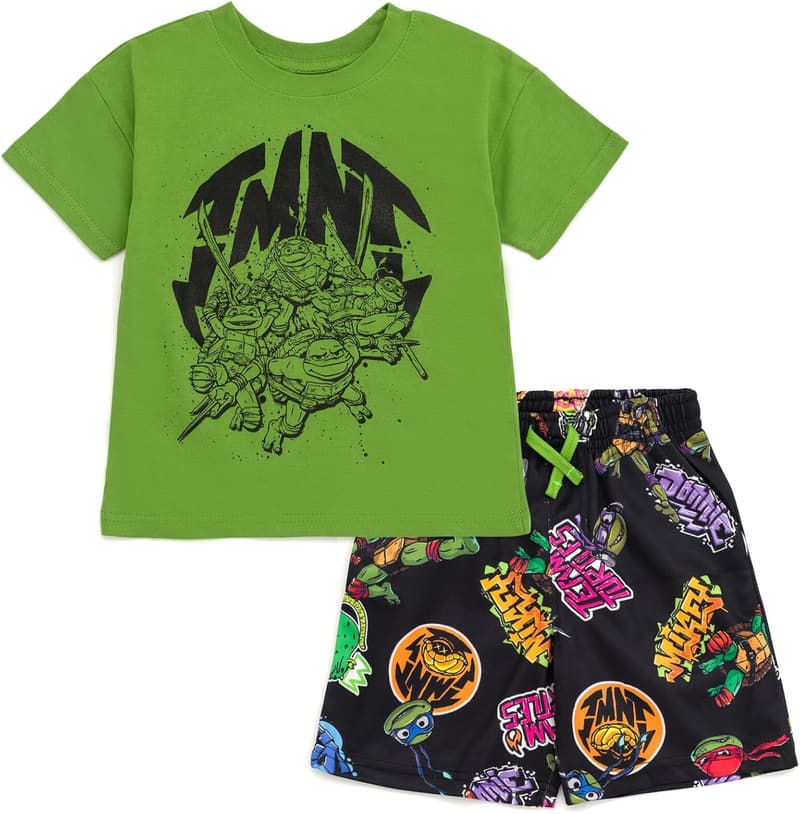 TMNT Birthday T-Shirt & Shorts Outfit Set for Kids (2T-10-12)