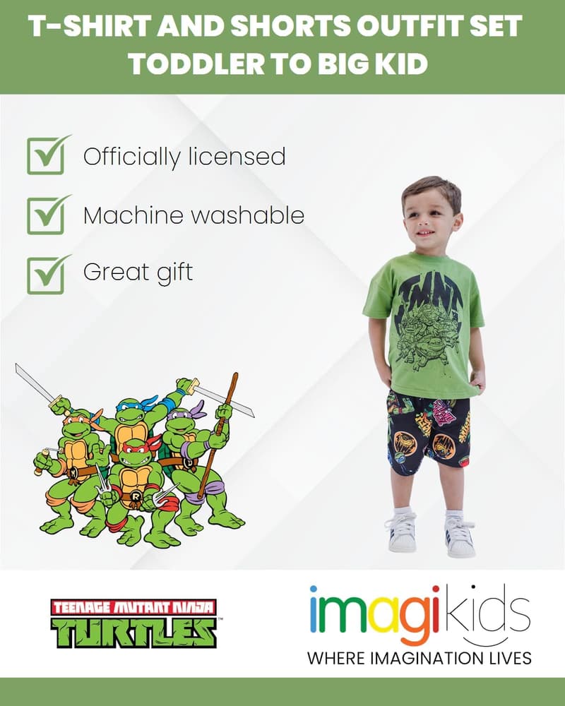TMNT Birthday T-Shirt & Shorts Outfit Set for Kids (2T-10-12)