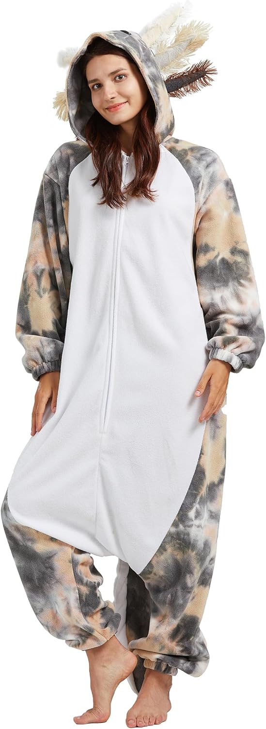 Unisex Axolotl Adult Onesie Pajamas for Halloween Cosplay
