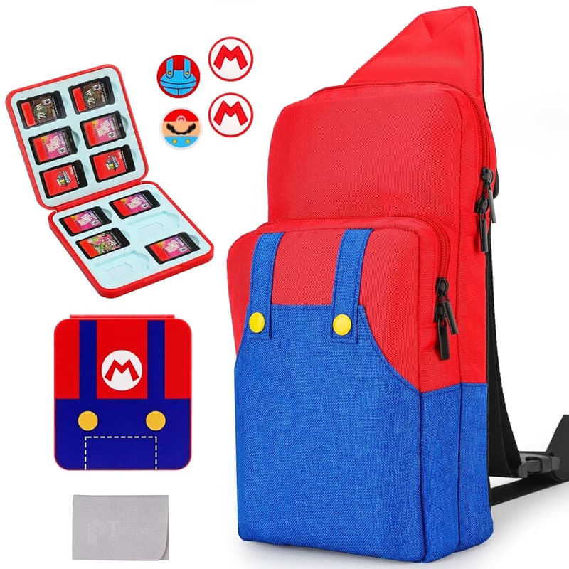 Nintendo Switch Travel Bag with Game Card Case & Grip Caps