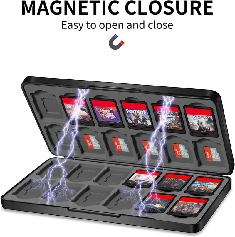Portable Game Case with 24 Cartridge & Micro SD Slots