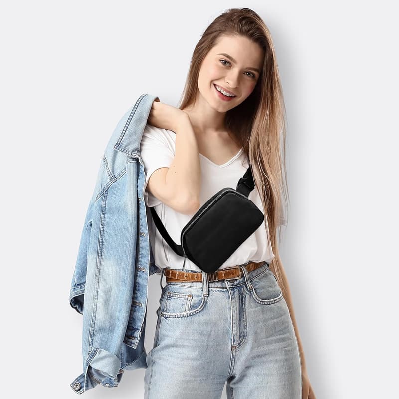 Valentine's Day Black Mini Fanny Pack for Women and Teens