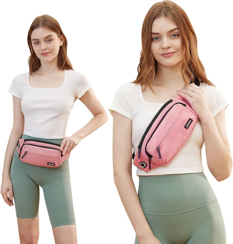 Crossbody Fanny Pack for Travel - 4-Zipper Pockets