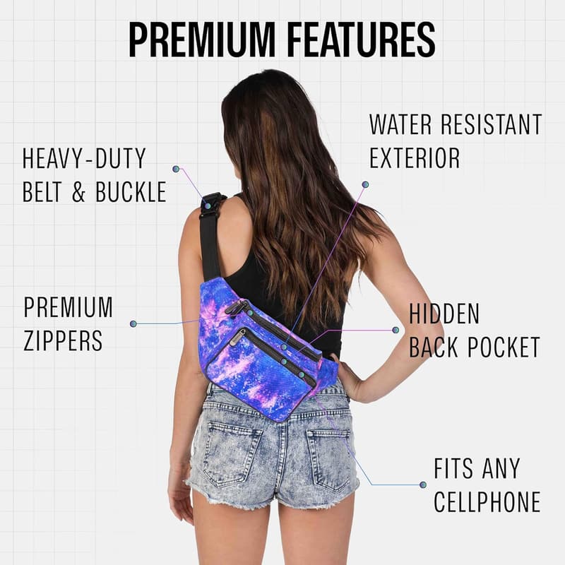Waterproof Galaxy Fanny Pack for Hiking and Travel