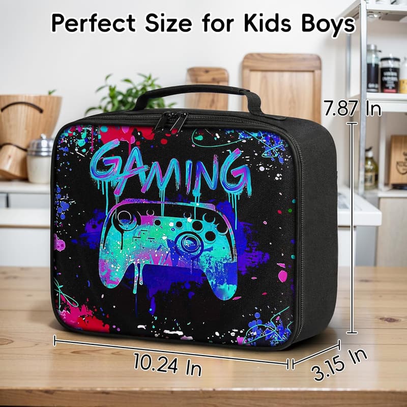 Insulated Gaming Lunch Box for Boys - Portable & Waterproof