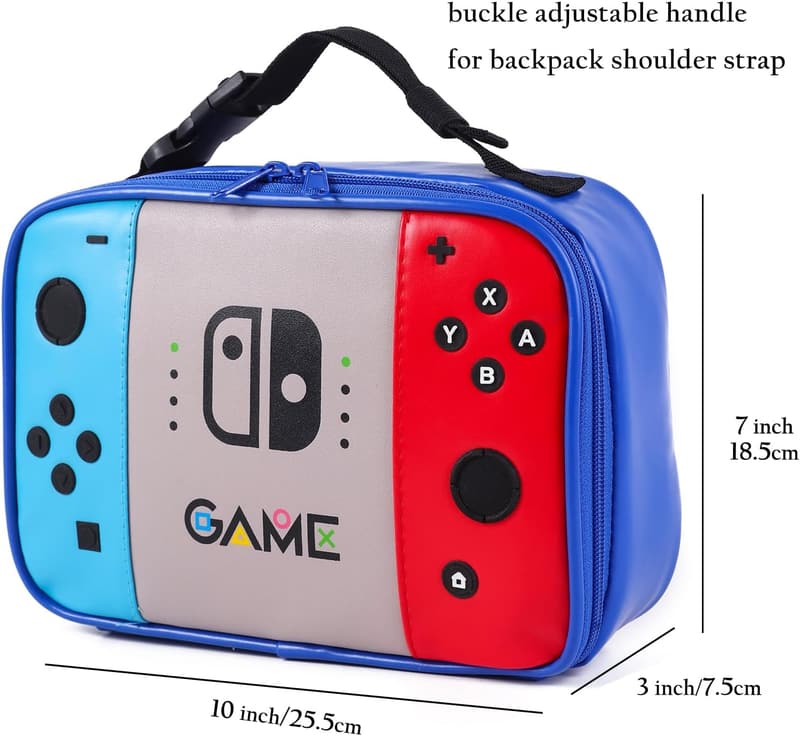 Insulated Gamer Lunch Bag for School and Picnics - Blue