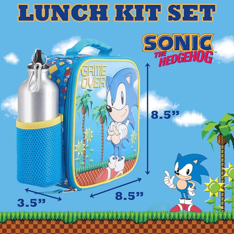 Sonic Lunch Box Set for Kids – Insulated Bag & Water Bottle