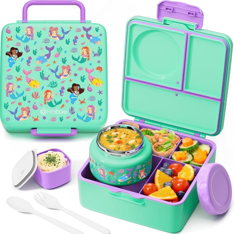 Kids' Bento Box with Insulated Food Jar and Utensils, BPA-Free