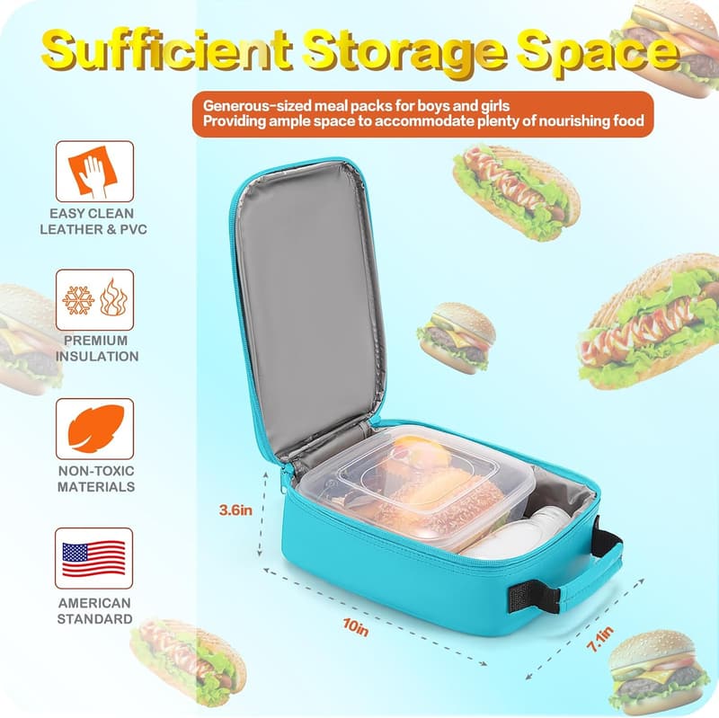 Insulated Leather Lunch Box for Kids - Gameboy Mini Cooler
