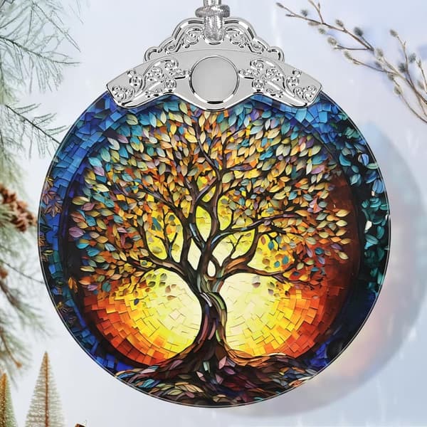 Tree of Life Stained Glass Christmas Ornaments - Unique Holiday Gift