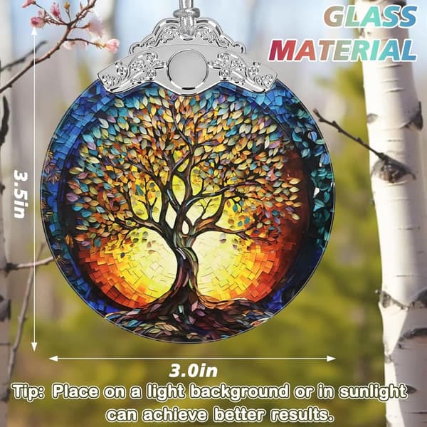 Tree of Life Stained Glass Christmas Ornaments - Unique Holiday Gift