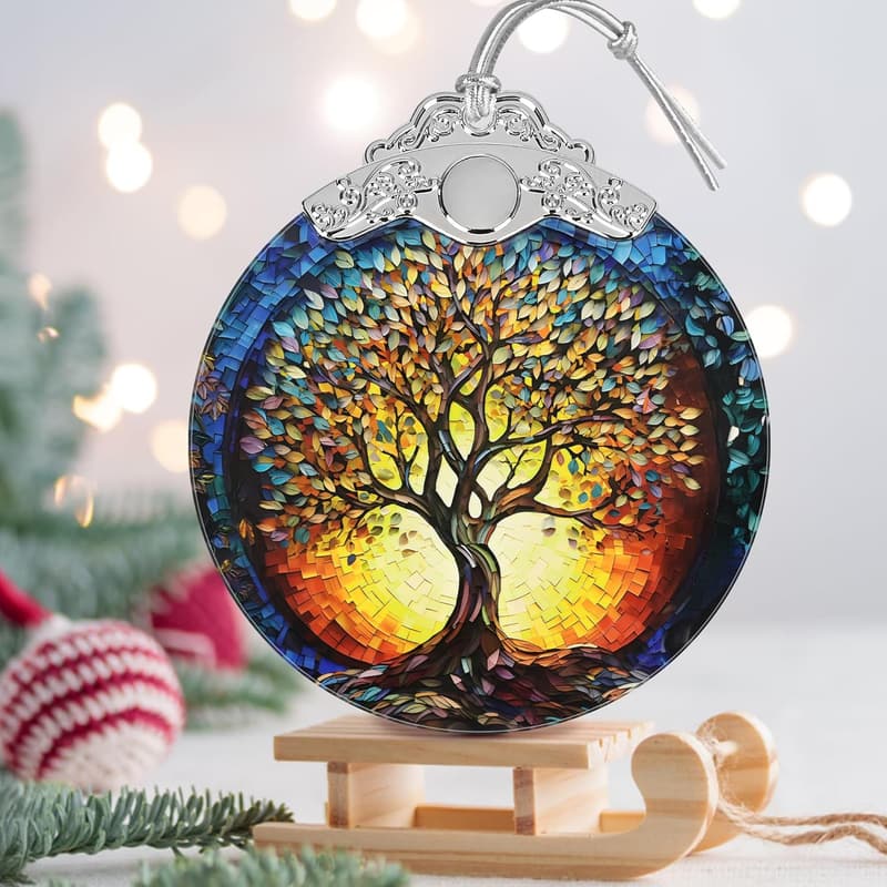 Tree of Life Stained Glass Christmas Ornaments - Unique Holiday Gift