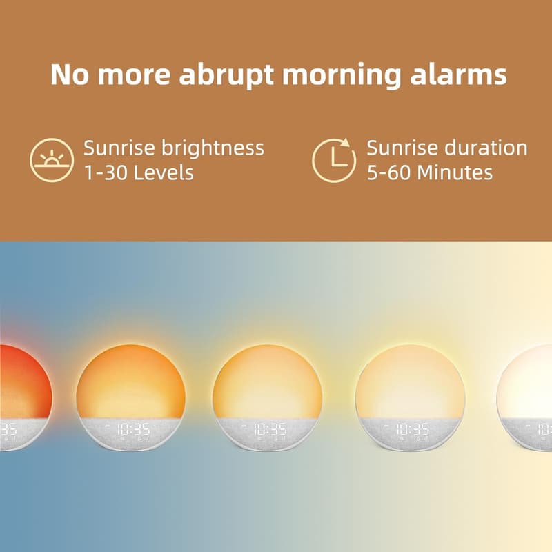 Sunrise Alarm Clock with White Noise and Bluetooth Speaker