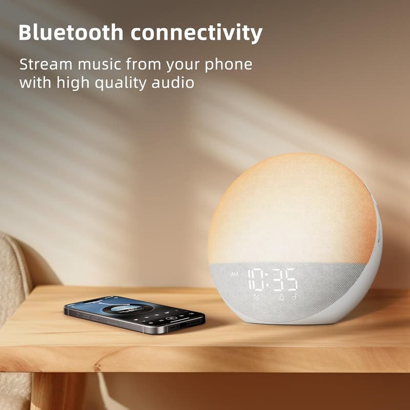 Sunrise Alarm Clock with White Noise and Bluetooth Speaker