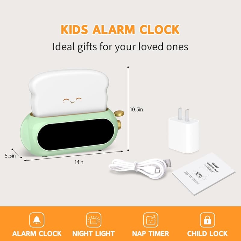Cute Digital Alarm Clock with Night Light for Kids' Bedrooms